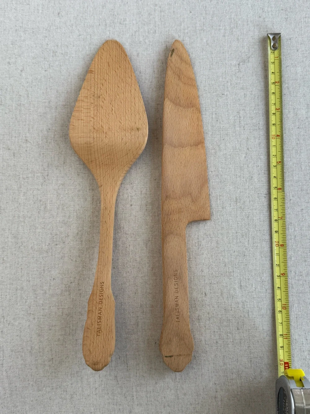 Anthropologie Talisman Designs Wood Cake Knife & Server Set Vintage Style